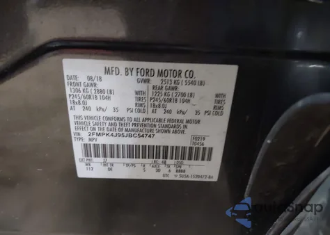 2018 Ford Edge Sel из США, поврежденный, VIN 2FMPK4J95JBC54747